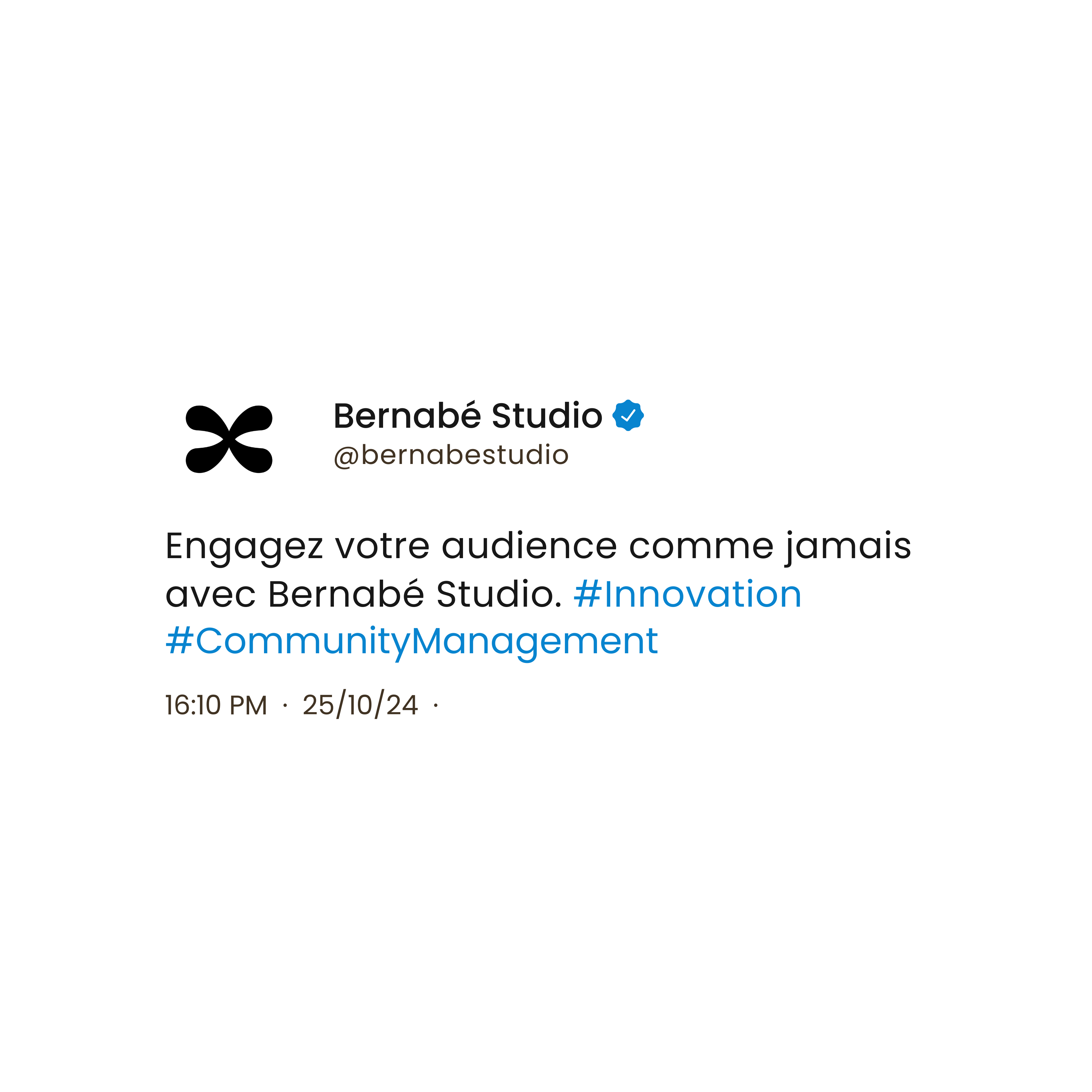 Capture d'écran d'un tweet conçu par Bernabé Studio